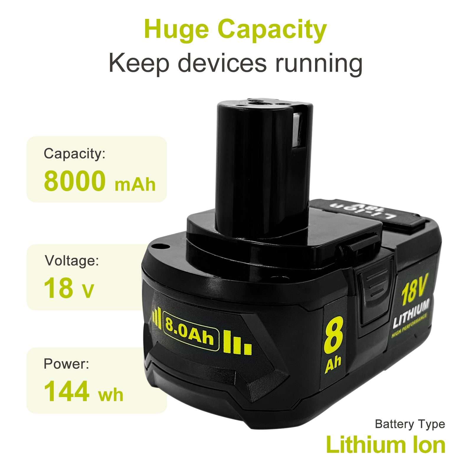 USPECIAL 8Ah Replacement Battery for Ryobi 18V Battery Compatible with Ryobi 18V Power Tools and Chargers