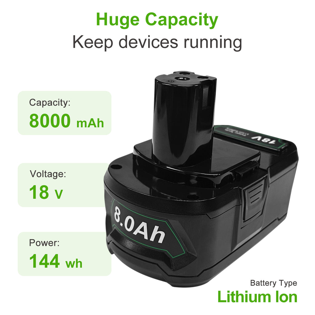 USPECIAL 2 Pack 8Ah Replacement Battery for Ryobi 18V Battery Compatible with Ryobi 18V Power Tools and Chargers