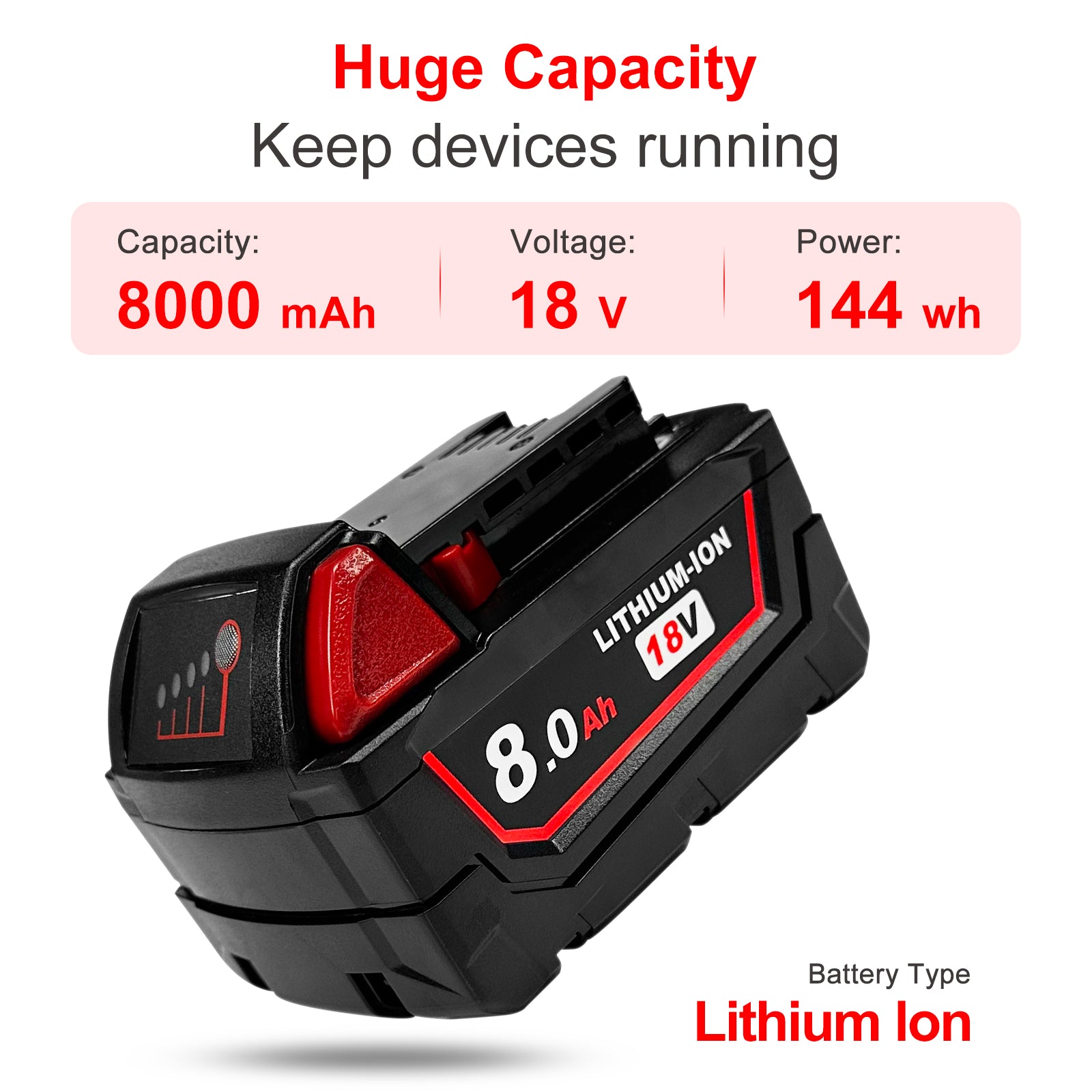 USPECIAL 8Ah Replacement Battery for Milwaukee 18V Battery Compatible with Milwaukee 18V Power Tools (2 PCS)
