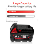 USPECIAL 8Ah Replacement Battery for Milwaukee 18V Battery Compatible with Milwaukee 18V Power Tools (2 PCS)
