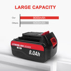 8.0Ah 2 Packs Lithium Battery Replacement for Black and Decker 20V Lithium Battery LB2X4020 LB2X4020-OPE LBXR20 LBXR2020APB Compatible with Black+Decker 20V Max Tools and Chargers
