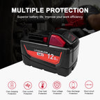 12 Ah Replacement for Milwaukee M18 Battery | Compatible with Milwaukee 48-11-1810 48-11-1820 48-11-1840 48-11-1850 48-11-1828 48-11-1860 18V Cordless Power Tools