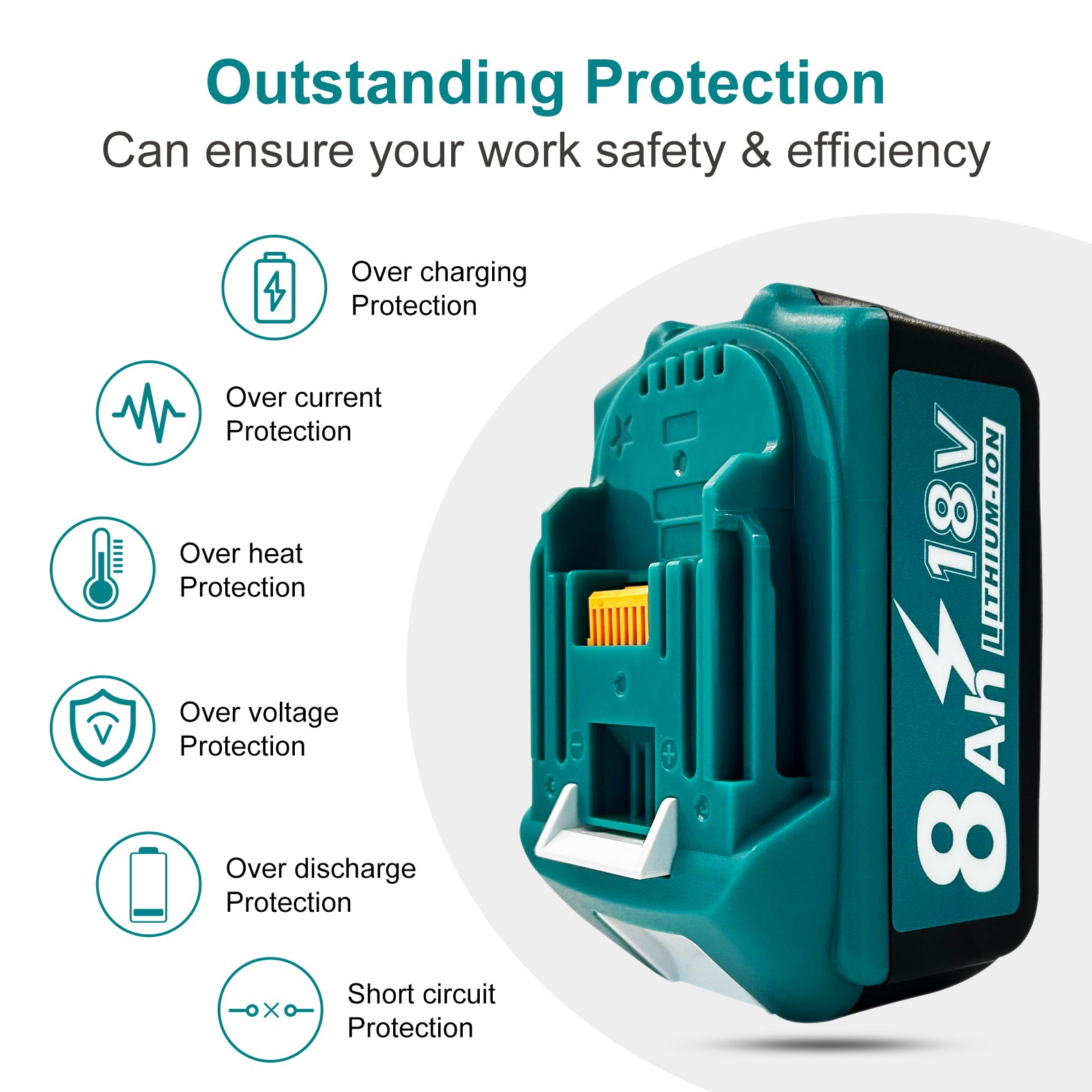 8Ah Replacement Battery for Makita 18V Battery 1 Pack Compatible with Makita 18V Power Tools and Chargers