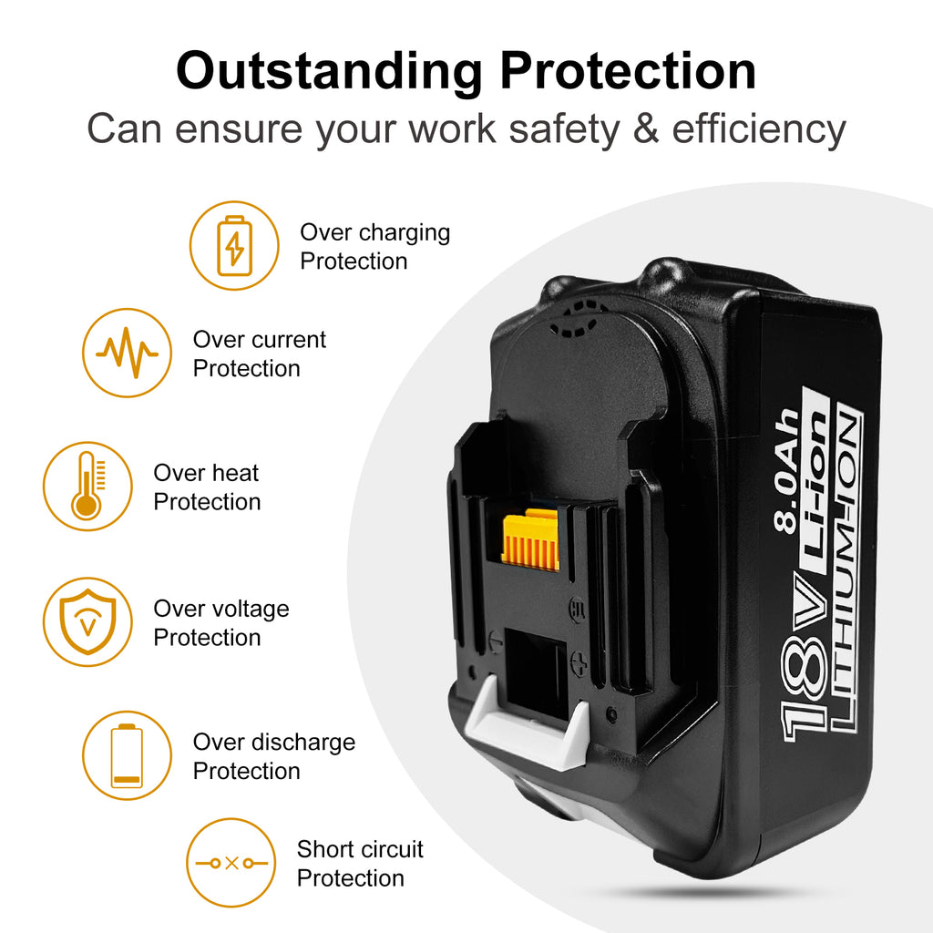 USPECIAL 8Ah Replacement Battery for Makita 18V Battery Compatible with Makita 18V Power Tools and Chargers (4 Pack)