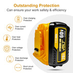 12000mAh Replace Battery for Dewalt 20V/60V Max Batteries 4 Pack Compatible with Dewalt 20V/60V Cordless Power Tools DCB606 DCB609 DCB612 DCB200 DCB206 DCB207