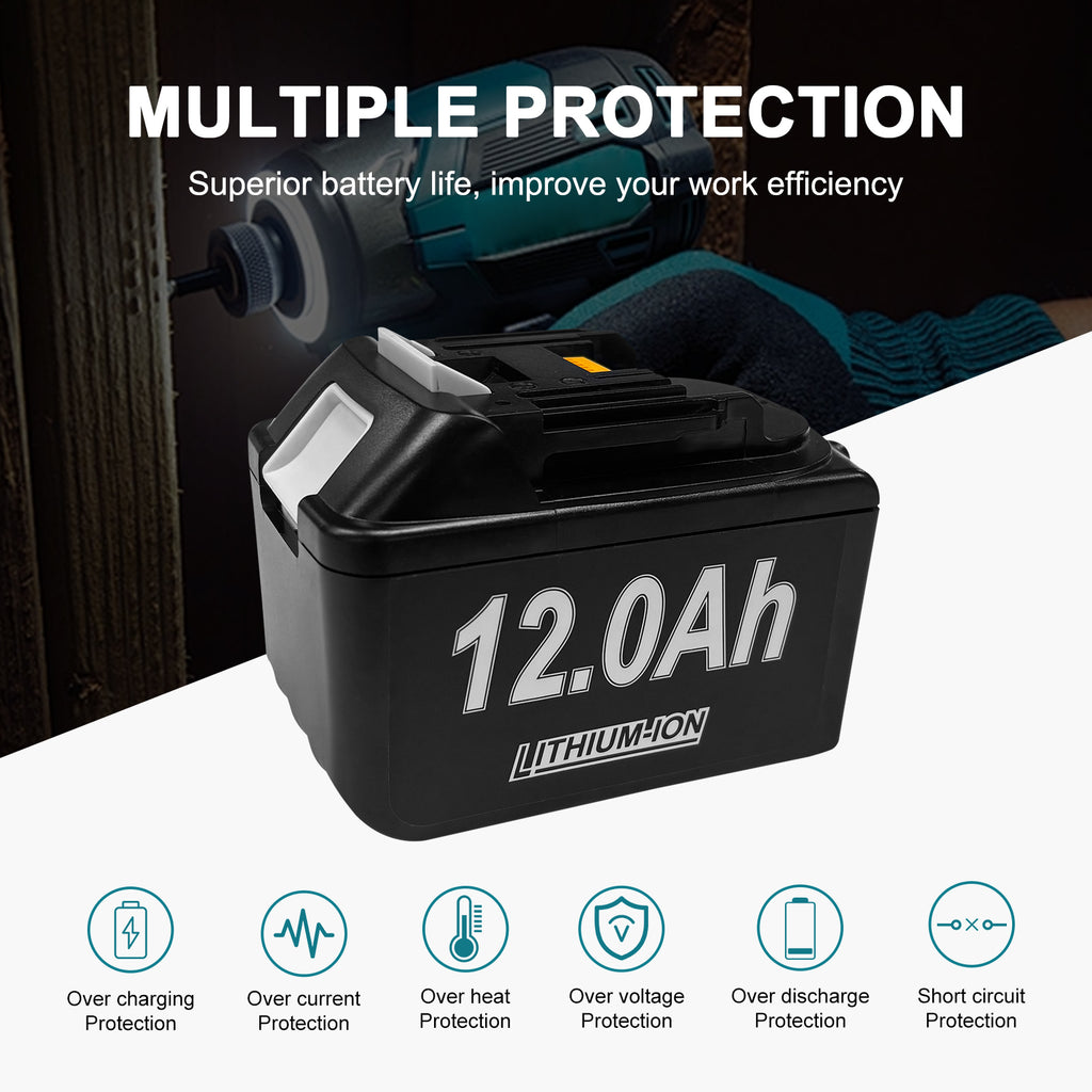 12Ah Replacement Battery for MT 18V Battery Compatible with MT 18V Power Tools and Chargers (2 Pack)