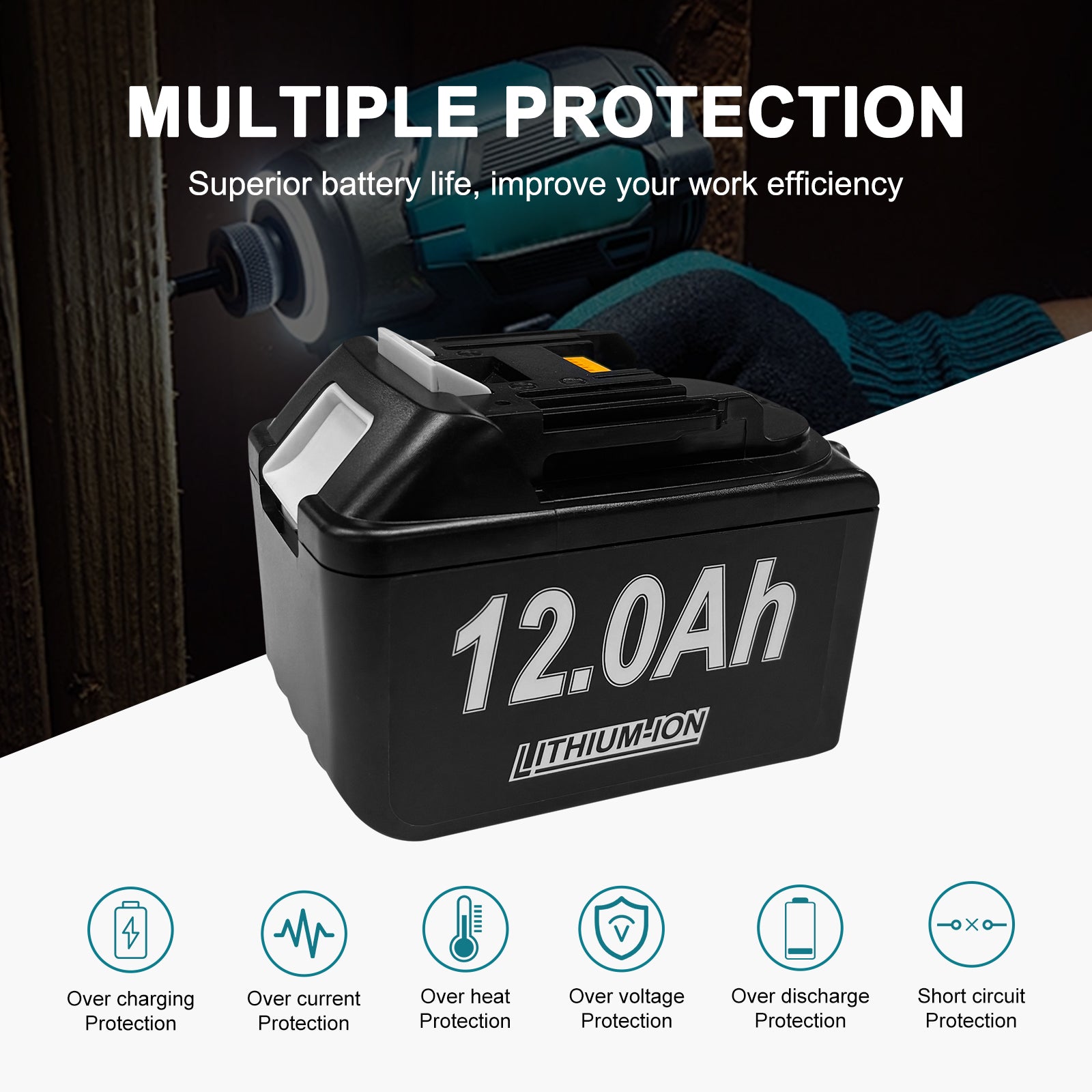 12Ah Replacement Battery for MT 18V Battery Compatible with MT 18V Power Tools and Chargers (2 Pack)