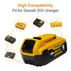 USPECIAL 8Ah Replacement Battery for Dewalt 20V Max Battery Compatible with DCB200 DCB201 DCB206 DCB207 Battery Packs for Dewalt 20V Tools and Chargers (4 PCS)