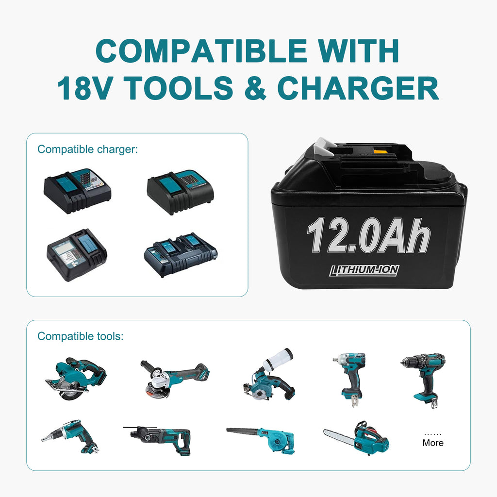12Ah Replacement Battery for MT 18V Battery Compatible with MT 18V Power Tools and Chargers (2 Pack)
