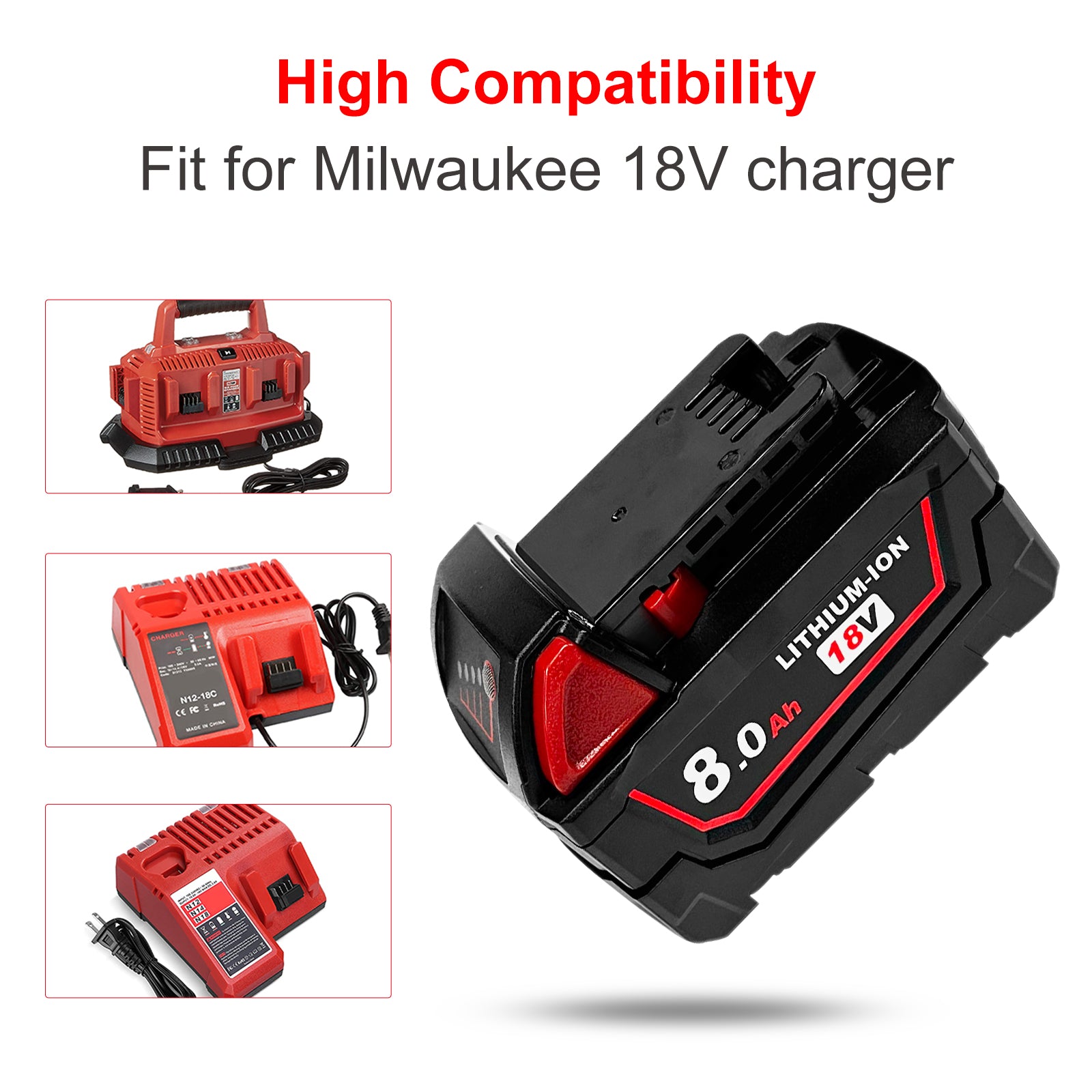 USPECIAL 8Ah Replacement Battery for Milwaukee 18V Battery Compatible with Milwaukee 18V Power Tools (2 PCS)