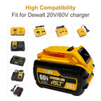 12000mAh Replace Battery for Dewalt 20V/60V Max Batteries 4 Pack Compatible with Dewalt 20V/60V Cordless Power Tools DCB606 DCB609 DCB612 DCB200 DCB206 DCB207