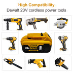 USPECIAL 8Ah Replacement Battery for Dewalt 20V Max Battery Compatible with DCB200 DCB201 DCB206 DCB207 Battery Packs for Dewalt 20V Tools and Chargers (4 PCS)