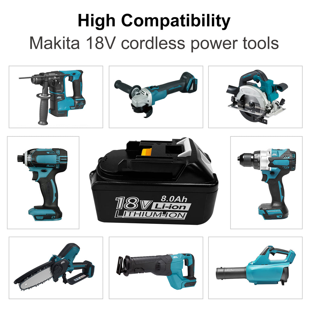 USPECIAL 8Ah Replacement Battery for Makita 18V Battery Compatible with Makita 18V Power Tools and Chargers (4 Pack)