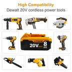 USPECIAL 8Ah Replacement Battery for Dewalt 20V Max Battery 1 Pack Compatible with DCB200 DCB201 DCB206 DCB207 Battery Packs for Dewalt 20V Tools and Chargers