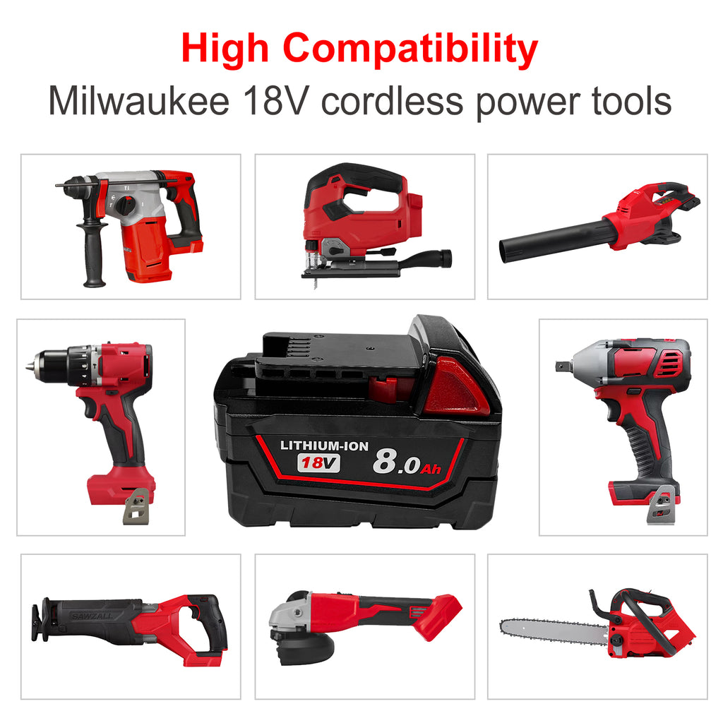 USPECIAL 8Ah Replacement Battery for Milwaukee 18V Battery Compatible with Milwaukee 18V Power Tools (2 PCS)