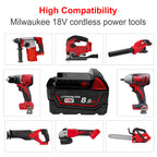 USPECIAL 8Ah Replacement Battery for Milwaukee 18V Battery Compatible with Milwaukee 18V Power Tools (2 PCS)